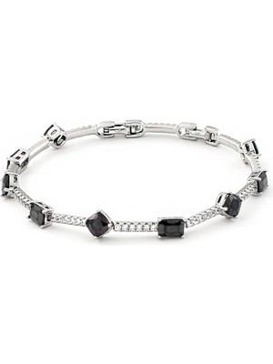 Brezza Lusso Jewelry Siyah Taşlı Zarif Model Su Yolu Kadın Bileklik