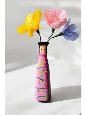 Özgürce El Yapımı Çok Renkli Seramik Vazo 24X6 Cm, Artistic ve Unique Tasarım