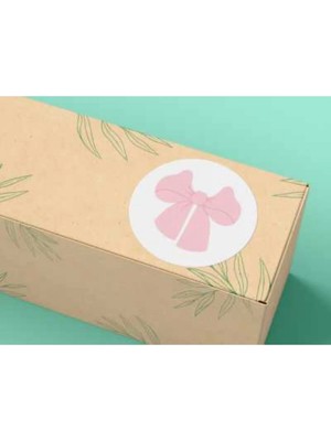 Casalinghi 180 Adet (3 Cm) - Pembe Fiyonk Etiketi Fiyonk Baskılı Yuvarlak Mat Çıkartma Round Sticker