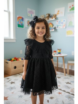 Retro Kız Çocuk Doğum Günü Hediye Siyahşıkprenseselbise