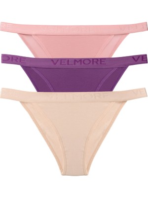 Velmore Kadın 3’lü Pamuklu Normal Bel Slip Külot