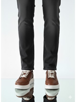 Belirtilmemiş Poli Taban Tabanı Dikişli Hafif Bağcıksız Deri Spor Taba Renk Günlük Ayakkabı