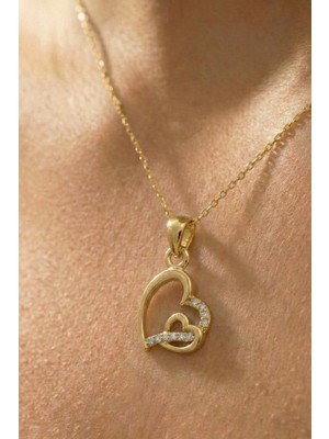 Baleno Concept 925 Ayar Gümüş Iç Içe Geçmiş Çift Kalp Figürlü Zarif Kolye - Sevdiklerinize Özel Anlamlı Hediye