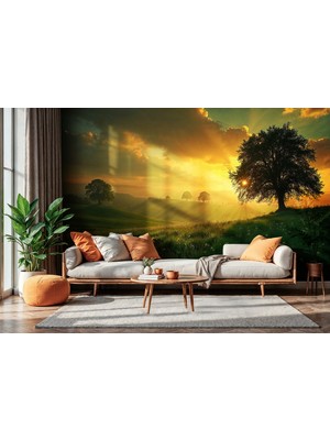 Gün Batımı Manzarası 3D Poster Duvar Kağıdı