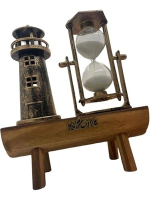 Aydogan's Hediyelik Eşya Retro Ahşap Deniz Feneri Kum Saati Biblo