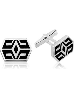 Supertrend Gümüş Desenli Kol Düğmesi