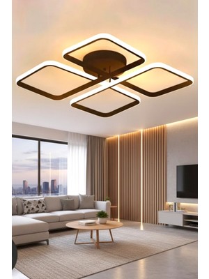 Ece Aydınlatma Finesse Oturma Odası,salon,yatak Odası Için Siyah Kasa,beyaz LED Avize