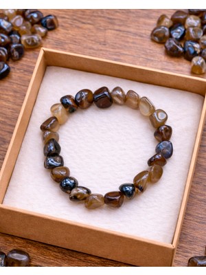 Sufi Tesbih Esans Ve Hediyelik Doğal Akik Taşı Bileklik – Kahverengi Tonlu Hakiki Akik Doğal Taş Bileklik – Unisex Elastik Bileklik