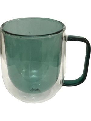 Livenda Çift Cidarlı Cam Kupa Yeşil Renk