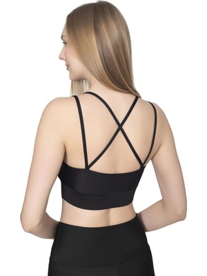 1051 Pinkhan Çift Askılı Arka Çapraz Büstiyer Kadı Gri - L-Xl