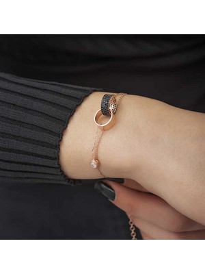 Supertrend Gümüş Rose Iç Içe Geçmiş Halka Bileklik