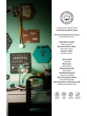 First Choice Feels %100 Pamuk Saten 200 Tc (80 Tel) Tek Kişilik Nevresim Takımı