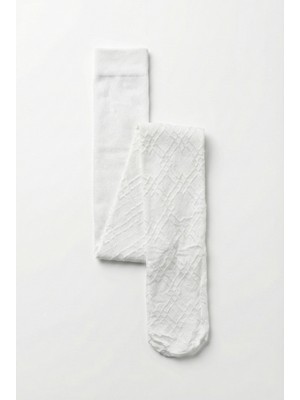 Katamino Kare Desenli Exlusive Külütlu Çorap Beyaz