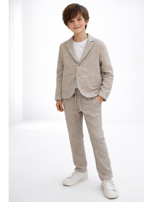 Ugly Duck 09-14 Yaş Çift Cepli Keten  Üçlü Takım - Bej