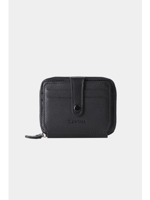 Rewina Massarelli x Hakiki Deri Unisex Cüzdan Kartlık ve Para Bölmeli Siyah MCZ9025