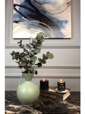 Özgürce Modern Tombul Seramik Vazo, Mint Yeşili, 20 cm