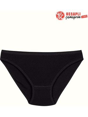 Yıldız Çamaşır Yıldız 2123 Premium Kadın Siyah %100 Pamuklu Rahat Düşük Bel Bikini Slip Külot