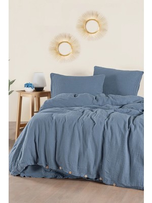 First Choice Henna %100 Pamuk Nevresim + 3 Kat Müslin Çarşaflı Çift Kişilik Nevresim Takımı