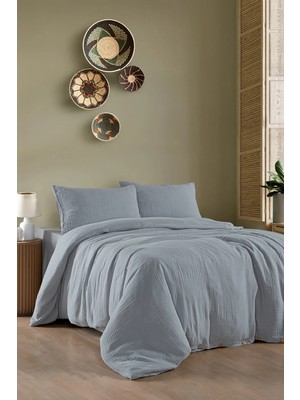 First Choice Henna %100 Pamuk Nevresim + 3 Kat Müslin Çarşaflı Çift Kişilik Nevresim Takımı