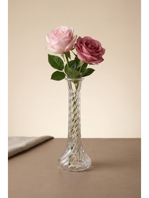 Özgürce El Yapımı Cam Spiral Çiçek Vazosu, Zarif ve Şık Tasarım