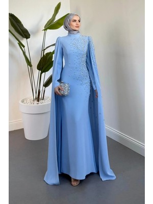 Merven Akyüz Carla Yandan Taşlı Abiye Bebe Mavisi