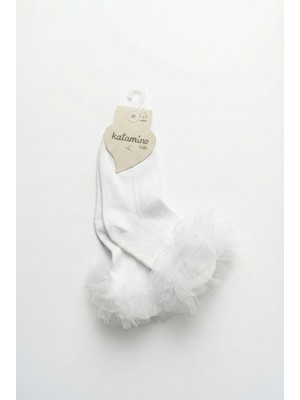 Katamino Kız Çocuk Tüllü Soket Çorap Beyaz