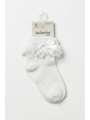 Katamino Kız Bebek Dantellisoket Çorap Beyaz