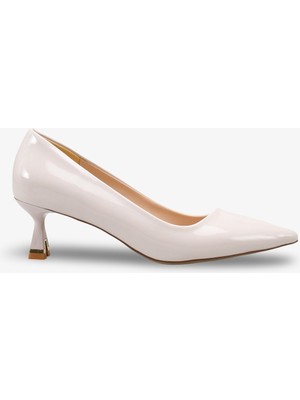 Fasla Kadın Topuklu Sivri Burun Ayakkabı - Ten Rugan