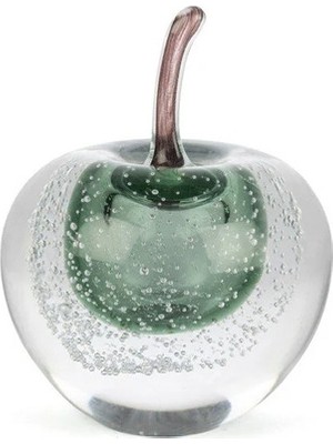 Özgürce Elma Temalı Cam Obje, 12X16CM, Canlı Yeşil, Dekoratif ve Şık Tasarım