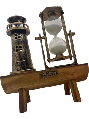 Lowell Home Ieg Hediyelik Eşya Retro Ahşap Deniz Feneri Kum Saati Biblo RSIEG14544-LWLHM