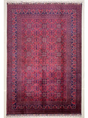 El Dokuma Afgan Halı Bilicik Desenlı 100% Yün Kök Boya Elsanat Eserı