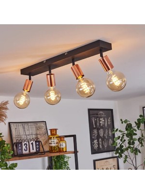 Riolight Riolıght Modern1 Siyah1 4XE27 Duylu Mafsallı Hareketli Başlık(Glop Ampul Hariç) Metal Spot Avize
