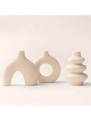 Özgürce 3’lü Iskandinav Tarzı Bohem Pampas Vazo Seti, Dekoratif Salon ve Masa Süsü