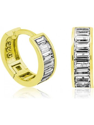 Supertrend ​gümüş Gold Baget Taşlı Halka Küpe