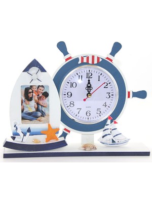 Ttt Ahşap Marin Dümenli Çerçeveli Saat Model 2