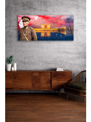 Olinpa Kırılmaz Cam Duvar Saati , Hem Tablo Hem Saat Atatürk Cumhuriyet Ev Ofis Hediyesi