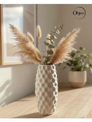 Özgürce Granit Desenli Dekoratif Silindirik Vazo, 20 Cm, Dokulu 3D Baskı