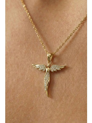 Baleno Concept 925 Ayar Gümüş Sevgiliye Hediye Işıltılı Mikail Melek Kolye - Sevgililer Günü Hediyesi