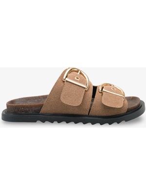 Enisa Kadın Aksesuarlı Terlik - Vizon