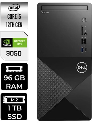 Dell Vostro 3030MT i5 12400 RTX 3050 Masaüstü Bilgisayar 96GB RAM 1TB SSD Win11 Home + Per4 USB N6004VDT3030MTP518