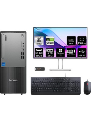 Lenovo Thinkcentre Neo 50T i7 13700 Masaüstü Bilgisayar 64GB RAM 4TB SSD 23.8" FHD Win11 Home + Per4 USB 12UB000HTRP756