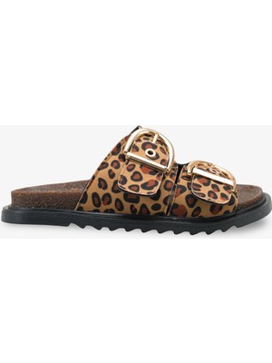 Enisa Kadın Aksesuarlı Terlik - Leopar