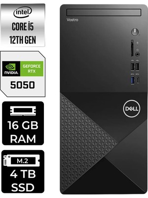 Dell Vostro 3030MT Intel Core I5 12400 16GB 4tb SSD RTX5050/8GB W11P Masaüstü Bilgisayar & Per4 USB Bellek N6004VDT3030MTP584