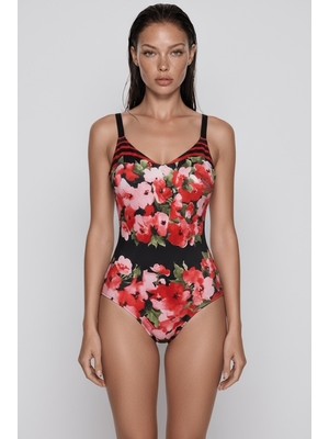 Rivamare U Yaka Toparlayıcı Mayo Desenli 0009-41