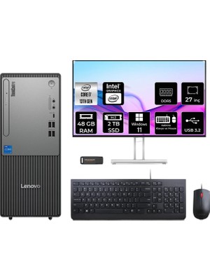 Lenovo Thinkcentre Neo 50T i7 13700 Masaüstü Bilgisayar 48GB RAM 2TB SSD 27" FHD Win11 Home + Per4 USB 12UB000HTRP931