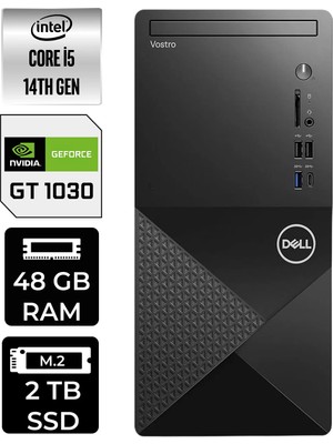 Dell Vostro 3030MT i5 14600 Masaüstü Bilgisayar 48GB RAM 2TB SSD Win11 Home + Per4 USB N6014VDT3030MTP451