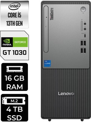 Lenovo Thinkcentre Neo 50T Intel Core I5 13400 16GB 4tb SSD GT1030/4GB Fdos Masaüstü Bilgisayar & Per4 USB Bellek 12UB000BTRP424