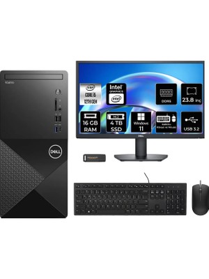 Dell Vostro 3030MT i5 12400 Masaüstü Bilgisayar 16GB RAM 4TB SSD 23.8" FHD Win11 Home + Per4 USB N6004VDT3030MTP624