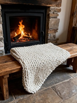 Shiny House El Yapımı Dekoratif Koltuk Şalı / Tv Battaniyesi – Kalın Örgü Yumuşak Dokulu