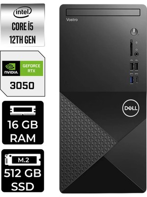 Dell Vostro 3030MT i5 12400 RTX 3050 Masaüstü Bilgisayar 16GB RAM 512GB SSD FreeDOS + Per4 USB N6004VDT3030MTP481